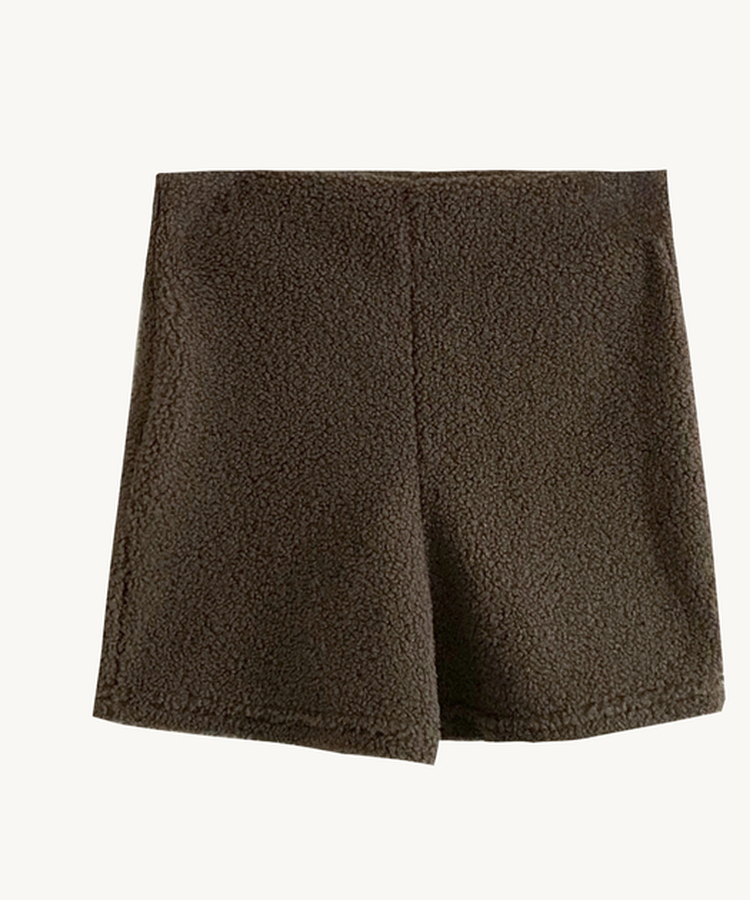 위드 도톰 양털 뽀글이 부클 밴딩 하이웨스트 겨울 숏팬츠