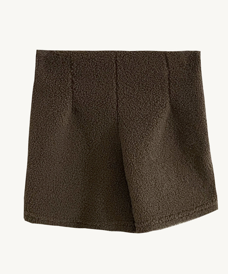 위드 도톰 양털 뽀글이 부클 밴딩 하이웨스트 겨울 숏팬츠