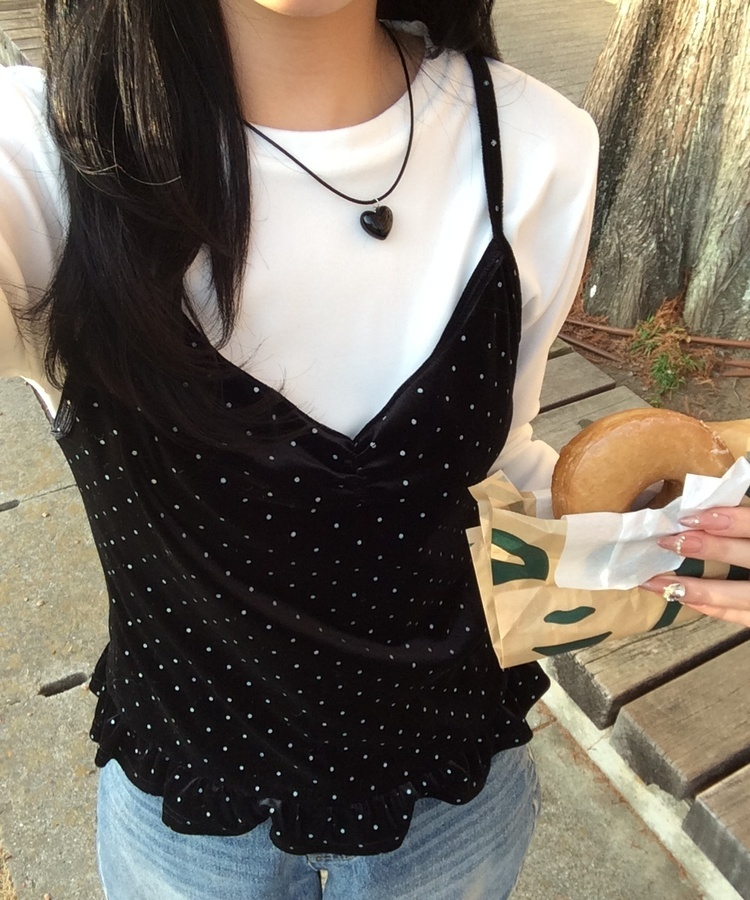 벨벳 뷔스티에 블라우스 블랙