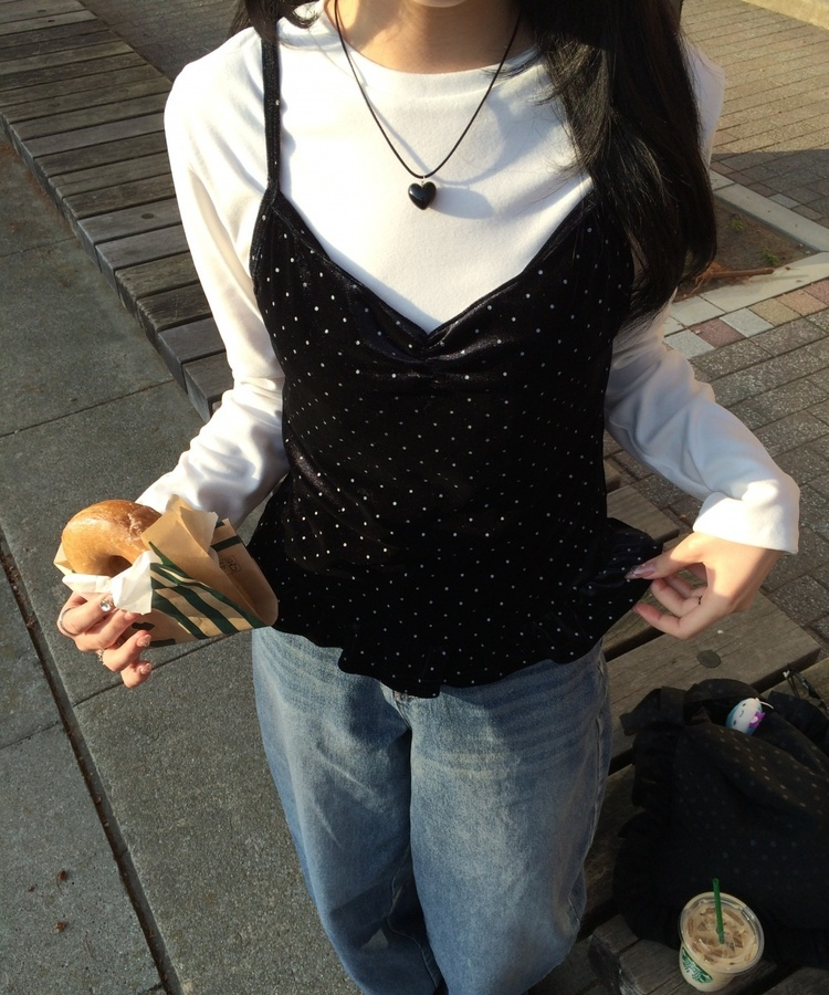 벨벳 뷔스티에 블라우스 블랙