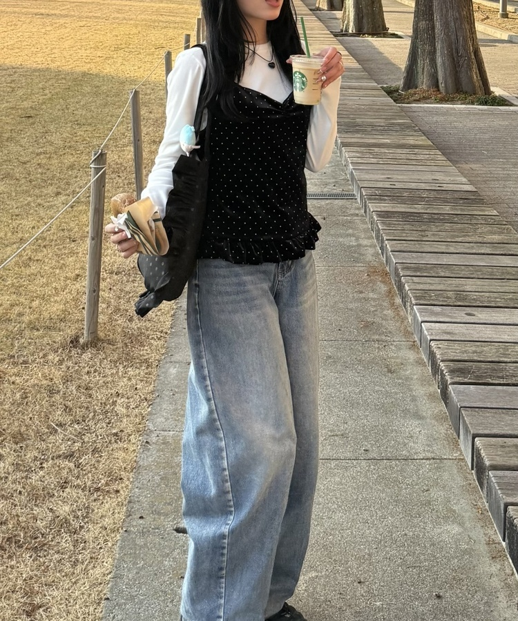 벨벳 뷔스티에 블라우스 블랙