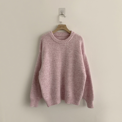 봉봉 라운드 오버핏 겨울 긴팔 니트 루즈핏 울 긴팔티 아방핏 허리잘록 상의