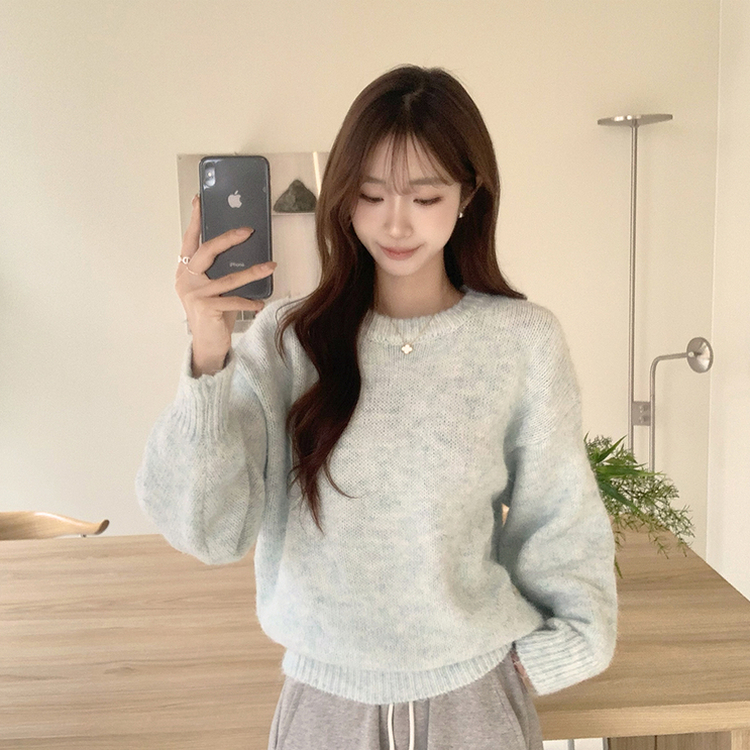 봉봉 라운드 오버핏 겨울 긴팔 니트 루즈핏 울 긴팔티 아방핏 허리잘록 상의 소라