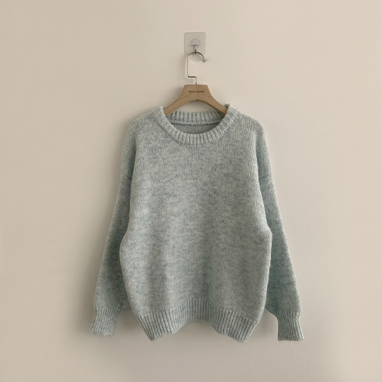 봉봉 라운드 오버핏 겨울 긴팔 니트 루즈핏 울 긴팔티 아방핏 허리잘록 상의