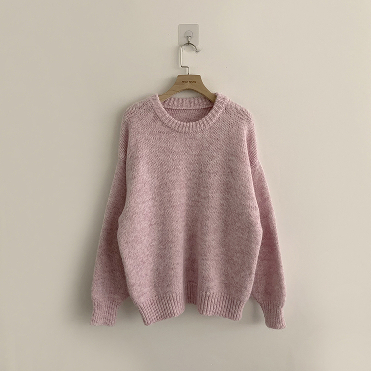 봉봉 라운드 오버핏 겨울 긴팔 니트 루즈핏 울 긴팔티 아방핏 허리잘록 상의