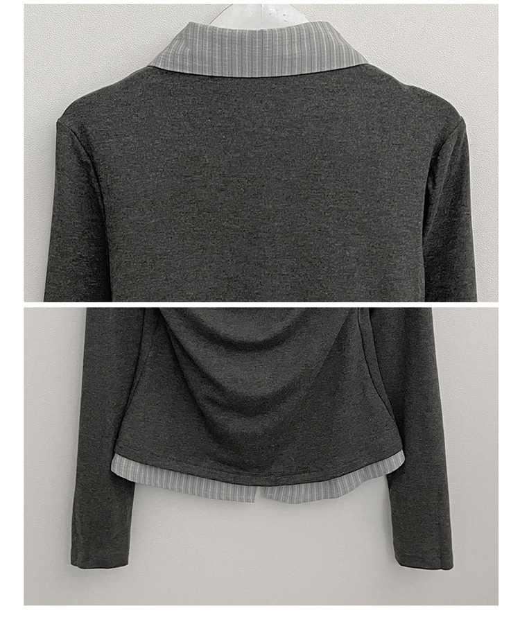 루벤셔츠레이어드셔링드레이프슬림긴팔티