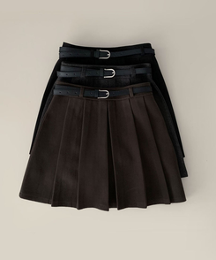 【ベルト付き】プリーツAラインミニスカート