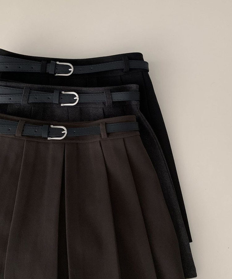 【ベルト付き】プリーツAラインミニスカート