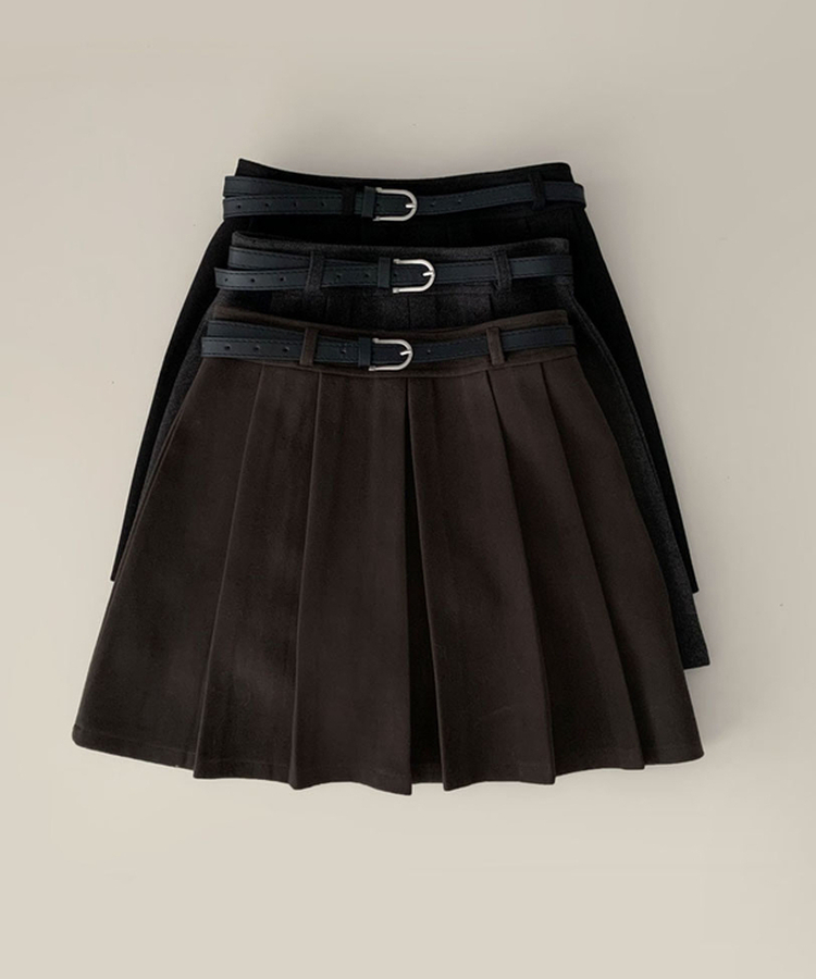 【ベルト付き】プリーツAラインミニスカート
