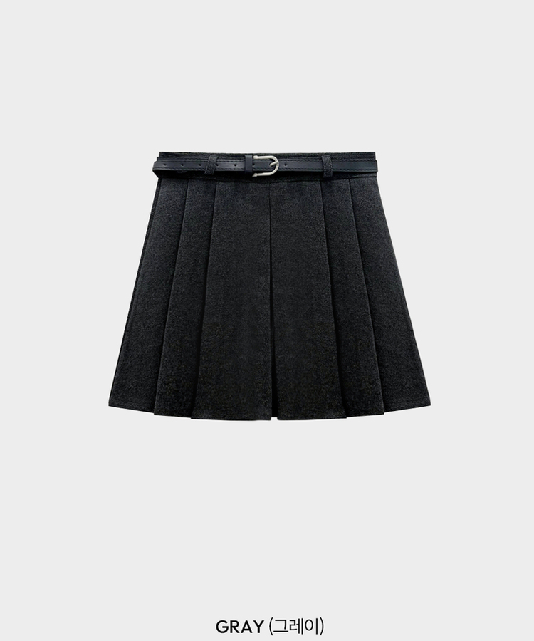 【ベルト付き】プリーツAラインミニスカート