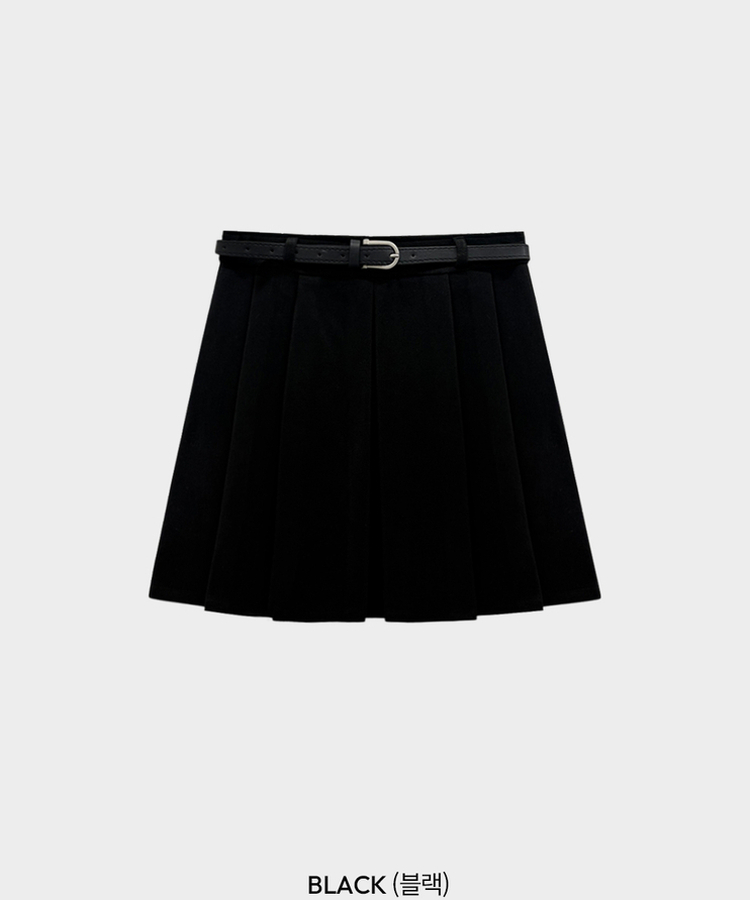 【ベルト付き】プリーツAラインミニスカート