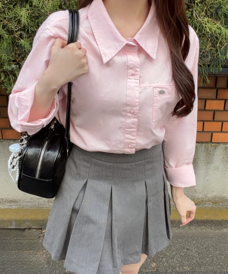 펜던트 포인트 셔츠 연핑크