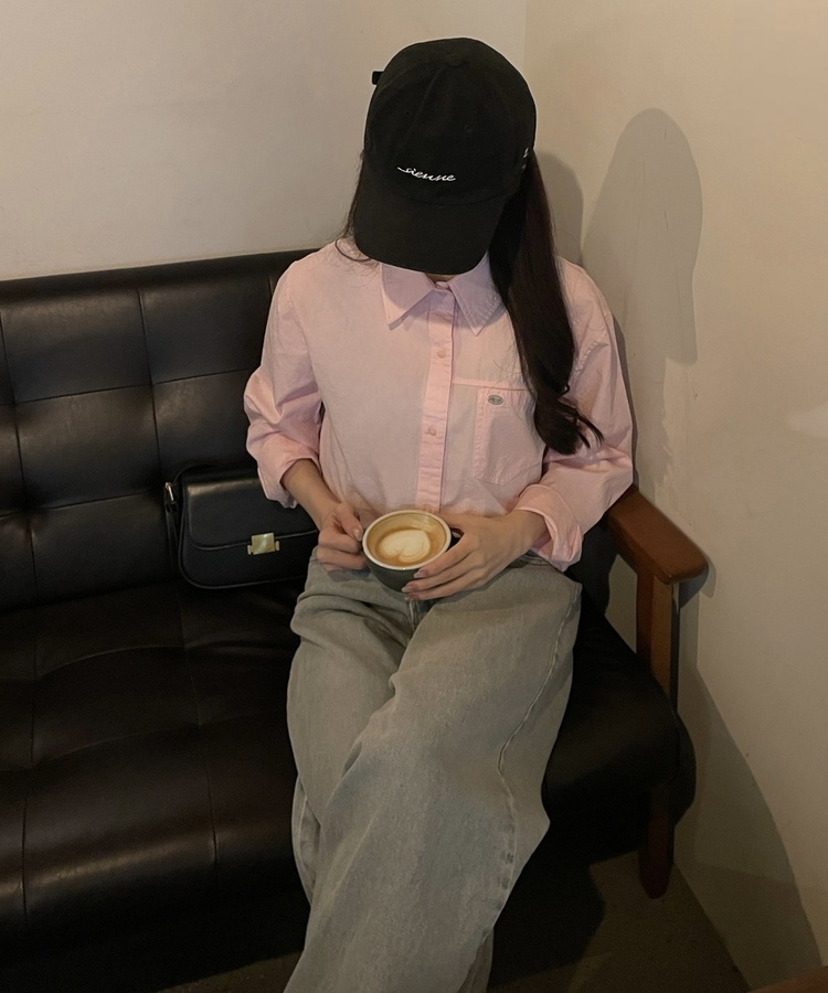 펜던트 포인트 셔츠 연핑크