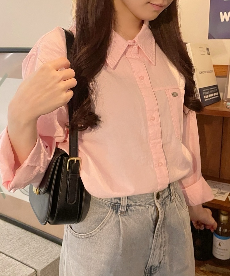 펜던트 포인트 셔츠 연핑크