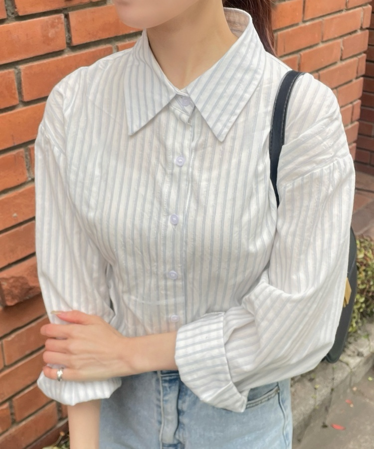 모던 스트라이프 셔츠 블루