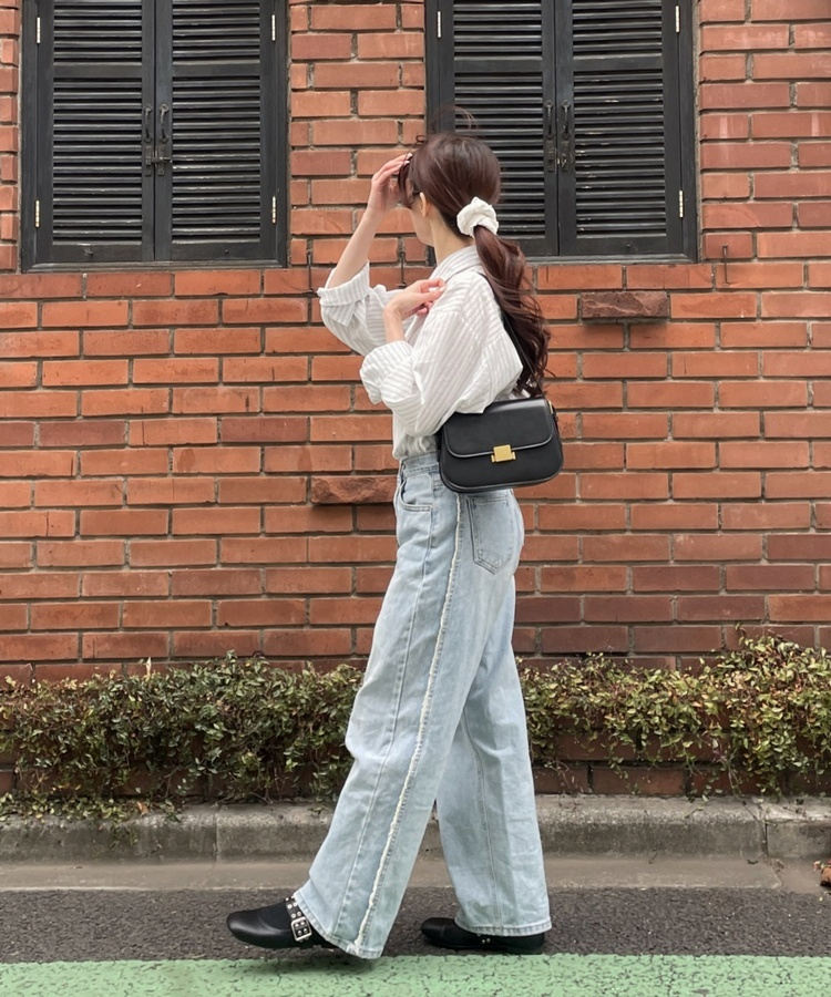 모던 스트라이프 셔츠 블루