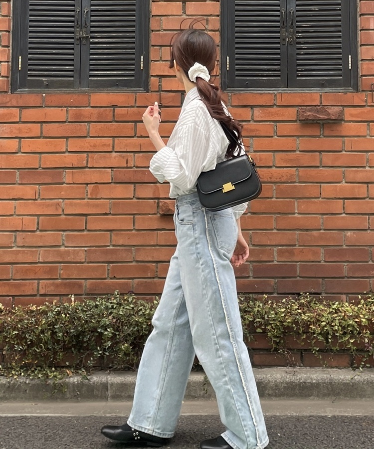 모던 스트라이프 셔츠 블루