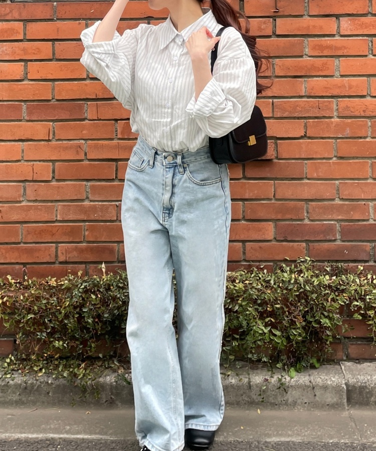 모던 스트라이프 셔츠 블루