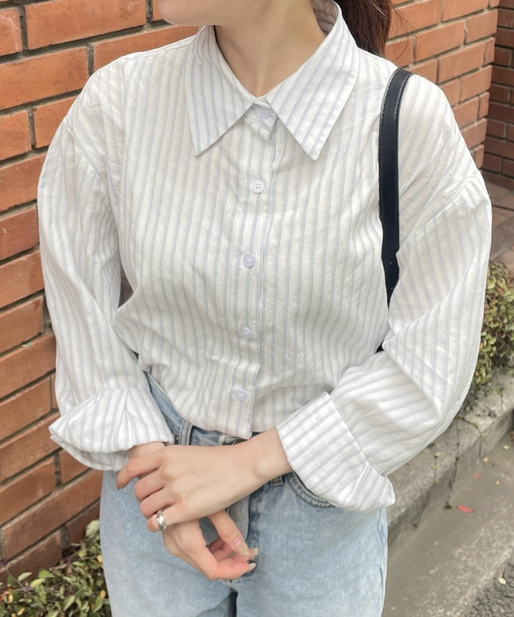 모던 스트라이프 셔츠 블루