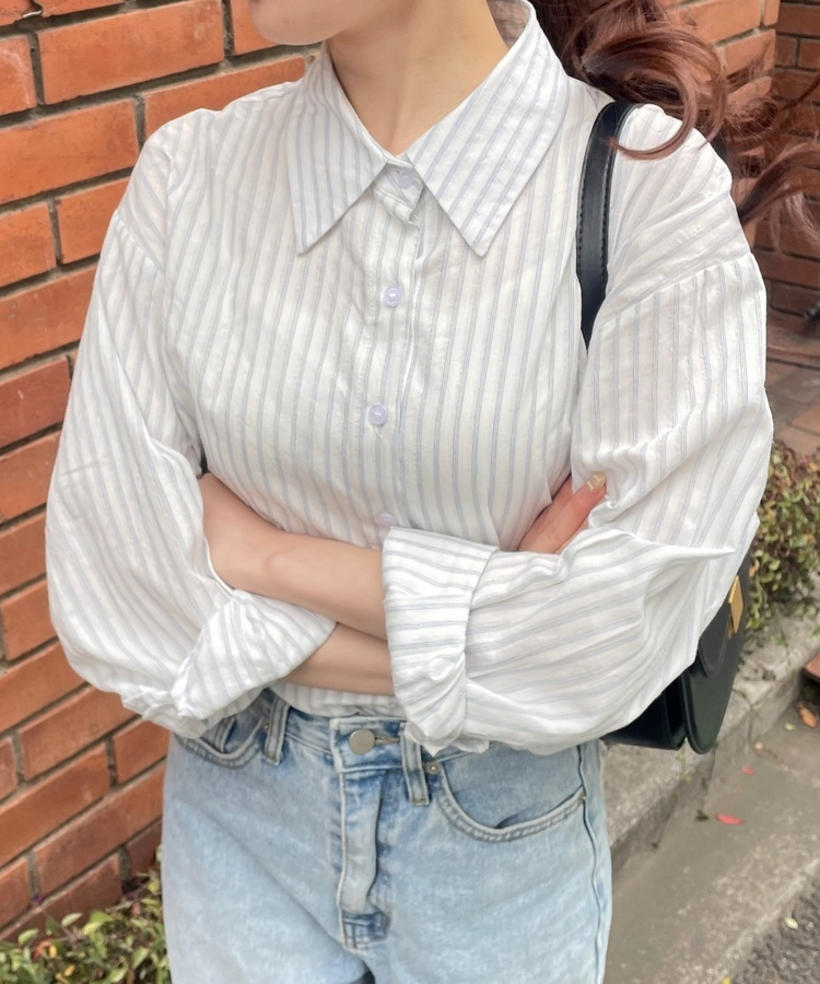 모던 스트라이프 셔츠 블루