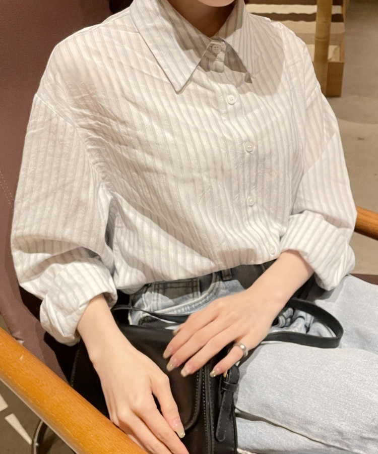 모던 스트라이프 셔츠 블루