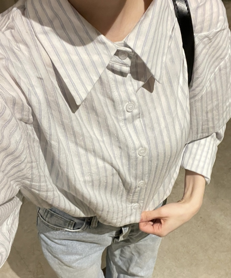 모던 스트라이프 셔츠 블루