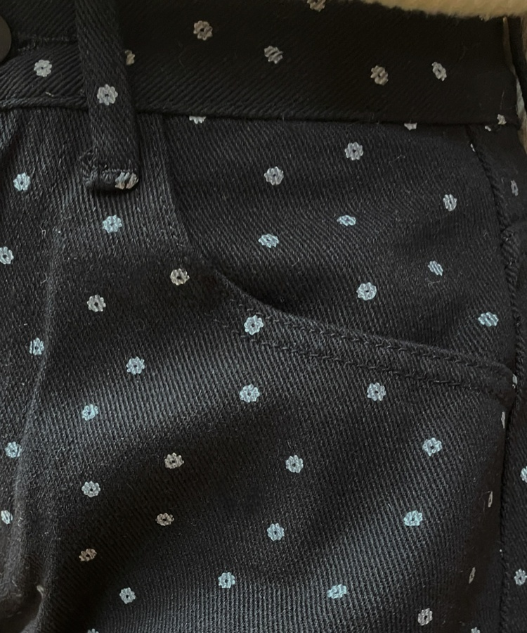 플라워 도트 와이드팬츠 블랙