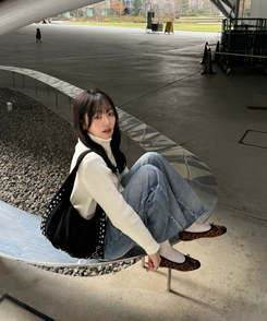 リボン付きスウェードバレエシューズ LEOPARD