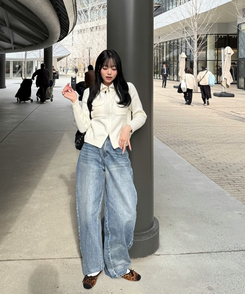 リボン付きスウェードバレエシューズ LEOPARD