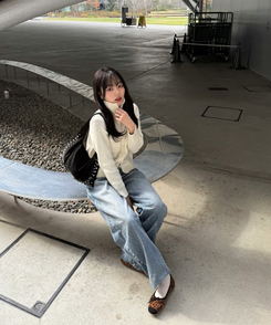 リボン付きスウェードバレエシューズ LEOPARD