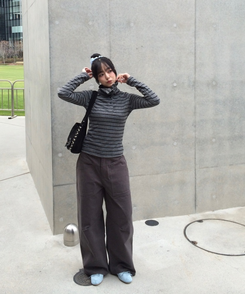 リボン付きスウェードバレエシューズ SKY BLUE