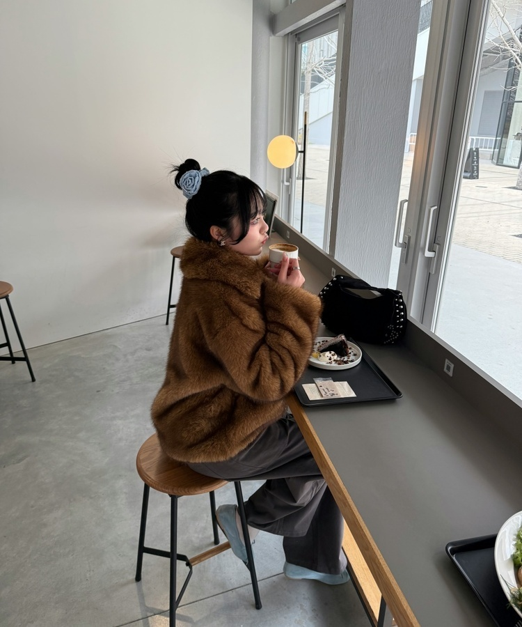 リボン付きスウェードバレエシューズ SKY BLUE