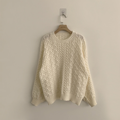 배배 꽈배기 라운드 루즈핏 겨울 긴팔 니트 오버핏 벌룬핏 긴팔티 데일리 상의