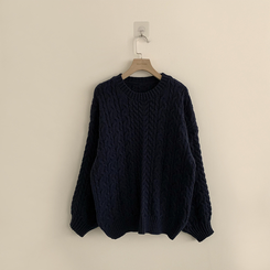 배배 꽈배기 라운드 루즈핏 겨울 긴팔 니트 오버핏 벌룬핏 긴팔티 데일리 상의