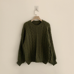 배배 꽈배기 라운드 루즈핏 겨울 긴팔 니트 오버핏 벌룬핏 긴팔티 데일리 상의