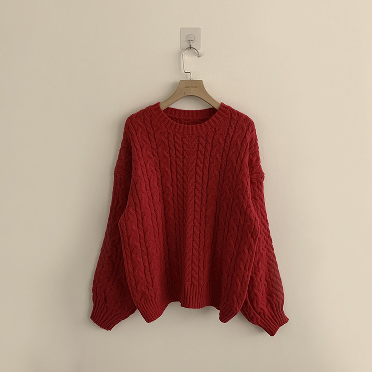 배배 꽈배기 라운드 루즈핏 겨울 긴팔 니트 오버핏 벌룬핏 긴팔티 데일리 상의