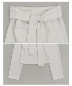 디엘꼬임리본오프숄더기모긴팔티셔츠