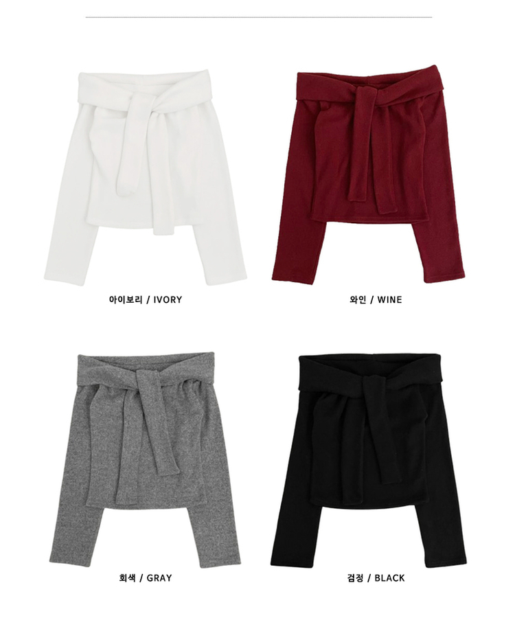 디엘꼬임리본오프숄더기모긴팔티셔츠