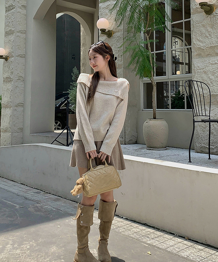 アンバランスストリングニット LIGHT BEIGE