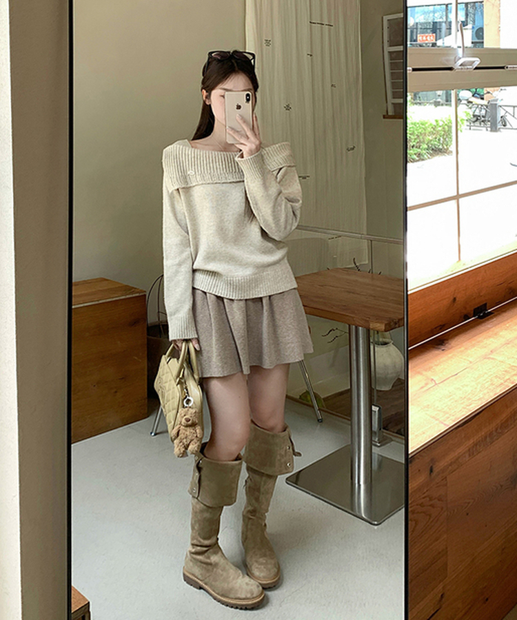 アンバランスストリングニット LIGHT BEIGE