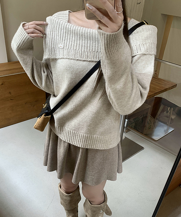 アンバランスストリングニット LIGHT BEIGE