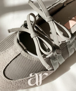 （Pinterestムード♥）リボンストラップ メッシュスニーカー GRAY