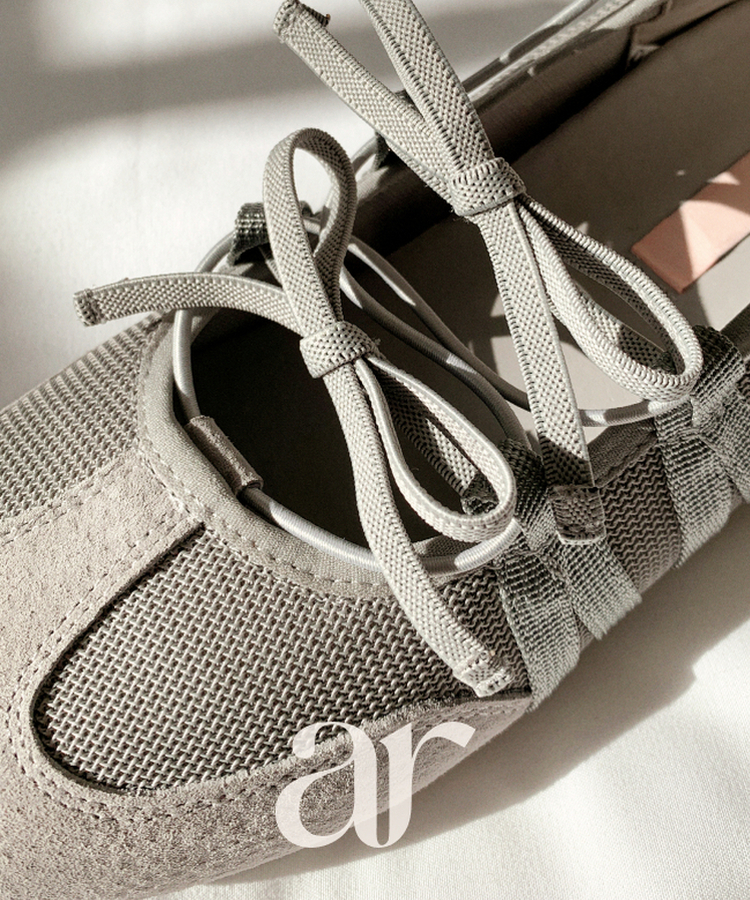 （Pinterestムード♥）リボンストラップ メッシュスニーカー GRAY