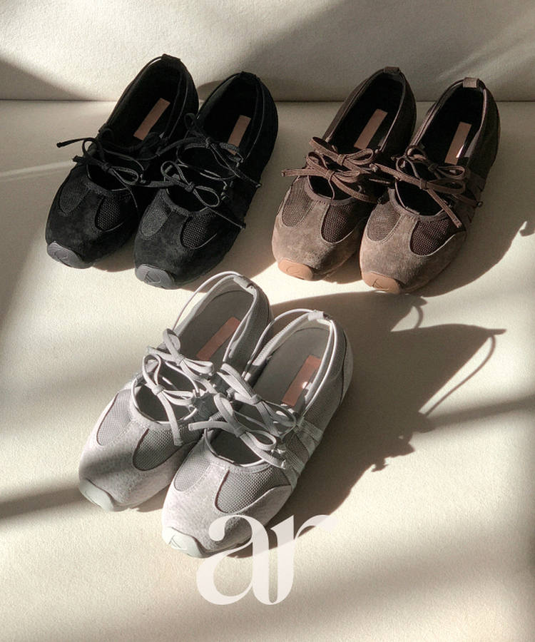 （Pinterestムード♥）リボンストラップ メッシュスニーカー