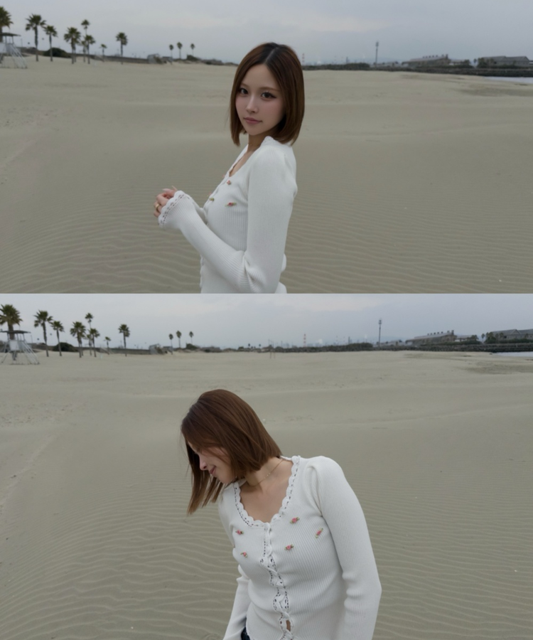 ピンクローズニットカーディガン WHITE