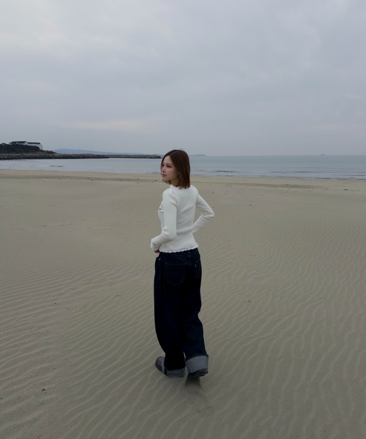 ピンクローズニットカーディガン WHITE