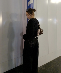 モチーフポケットクロスワイドパンツ BLACK