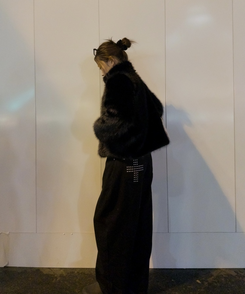 モチーフポケットクロスワイドパンツ BLACK