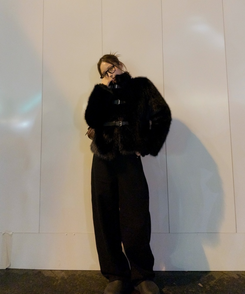 モチーフポケットクロスワイドパンツ BLACK