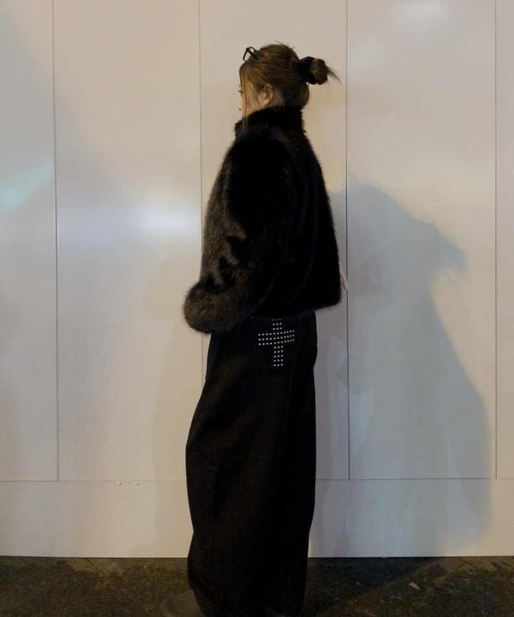 モチーフポケットクロスワイドパンツ BLACK